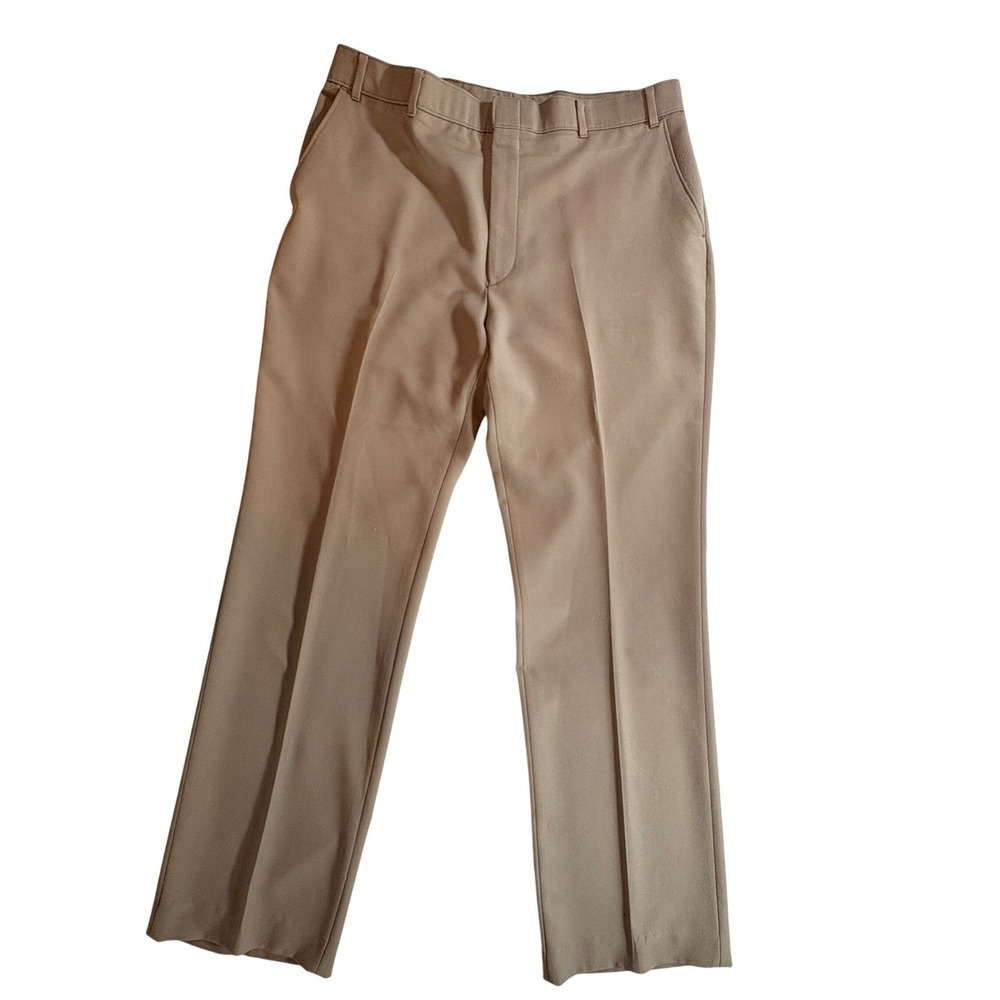 Montgomery Ward Dress Pants Mens‎ 38x33 Tan Straight Leg Vintage Permanent Press